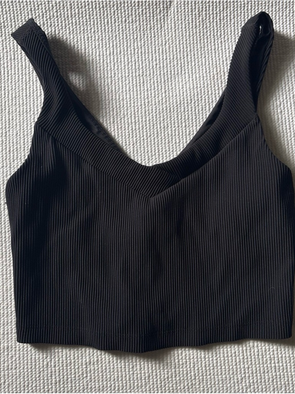Beyond Yoga Black Ribbed V-Neck Crop Top